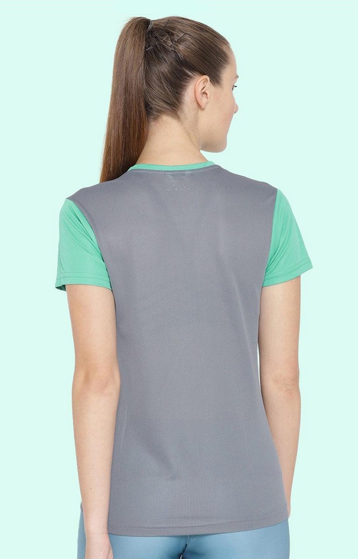 Women's Green Polyester Solid Activewear T-Shirt
