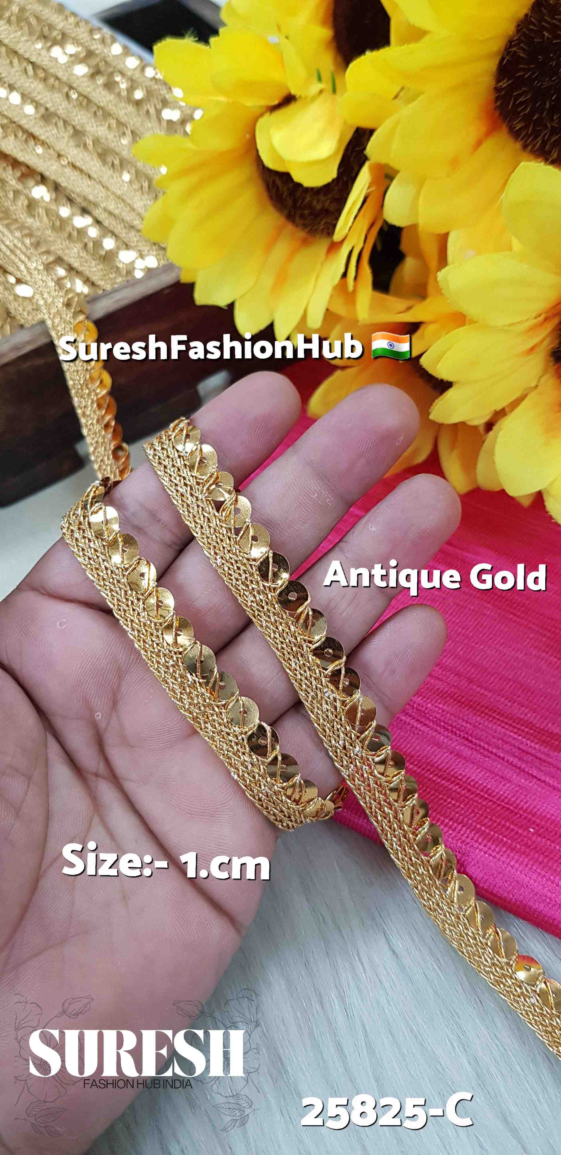Antique Gold Sequin Jhalar Lace – 18 Meters
