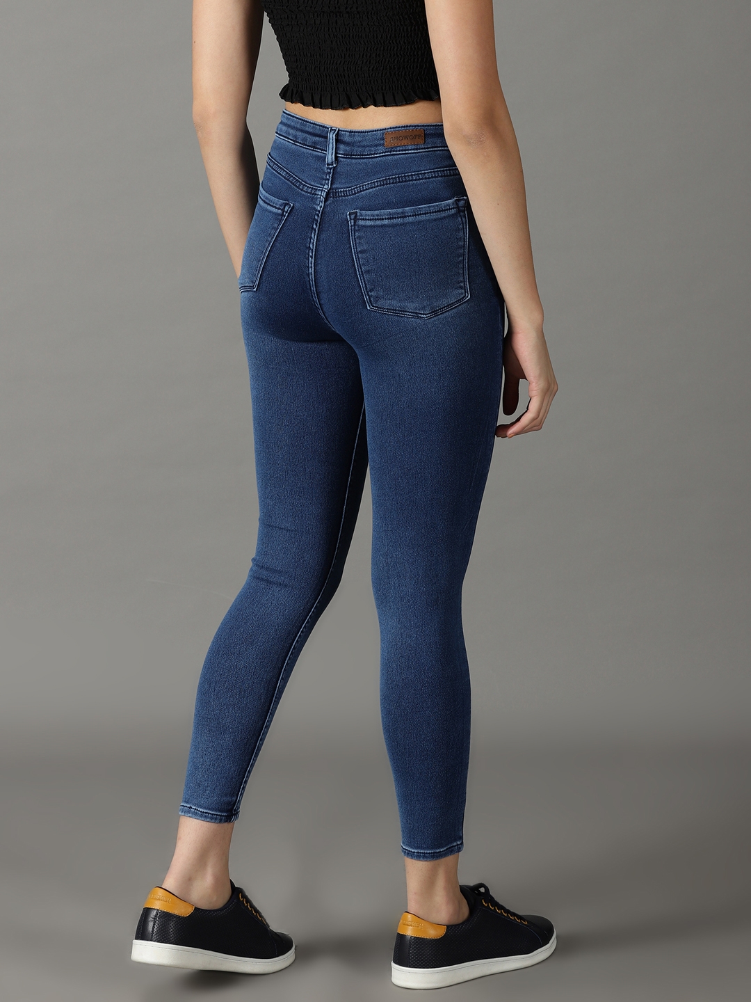 Showoff | SHOWOFF Women Navy Blue Solid  Skinny Fit Jeans 3
