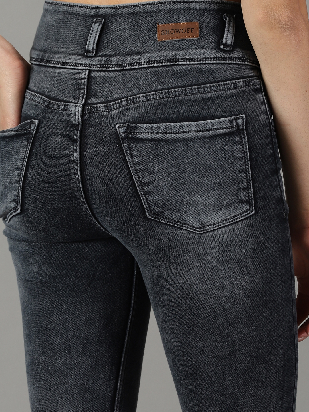 Showoff | SHOWOFF Women Grey Solid  Slim Fit Jeans 6