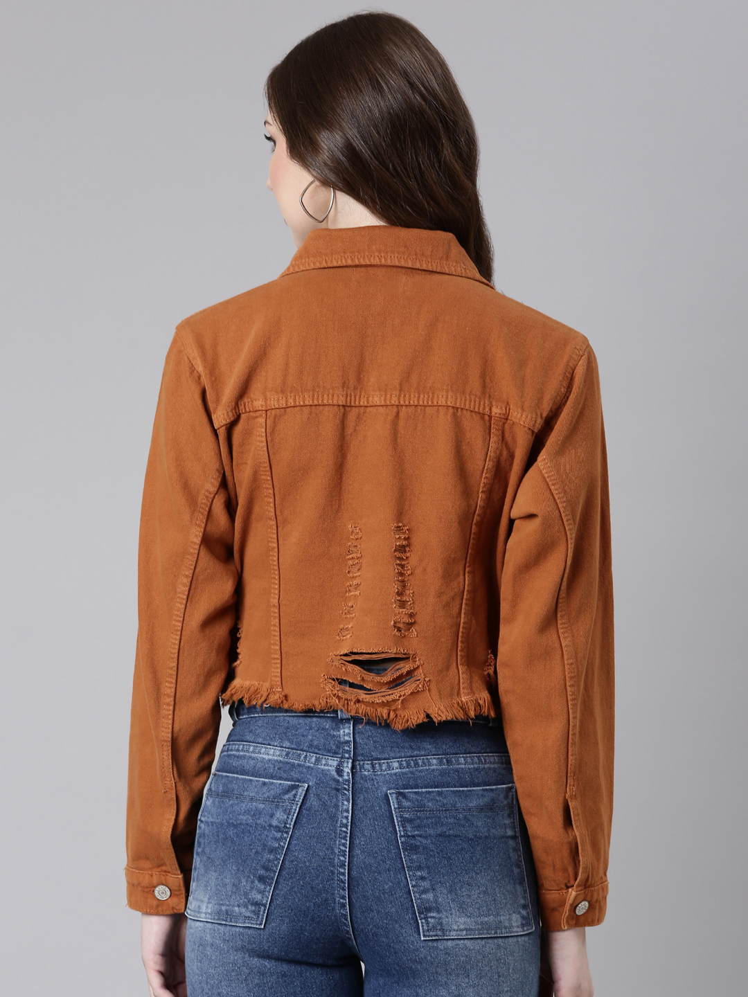 Rust colored denim jacket hot sale