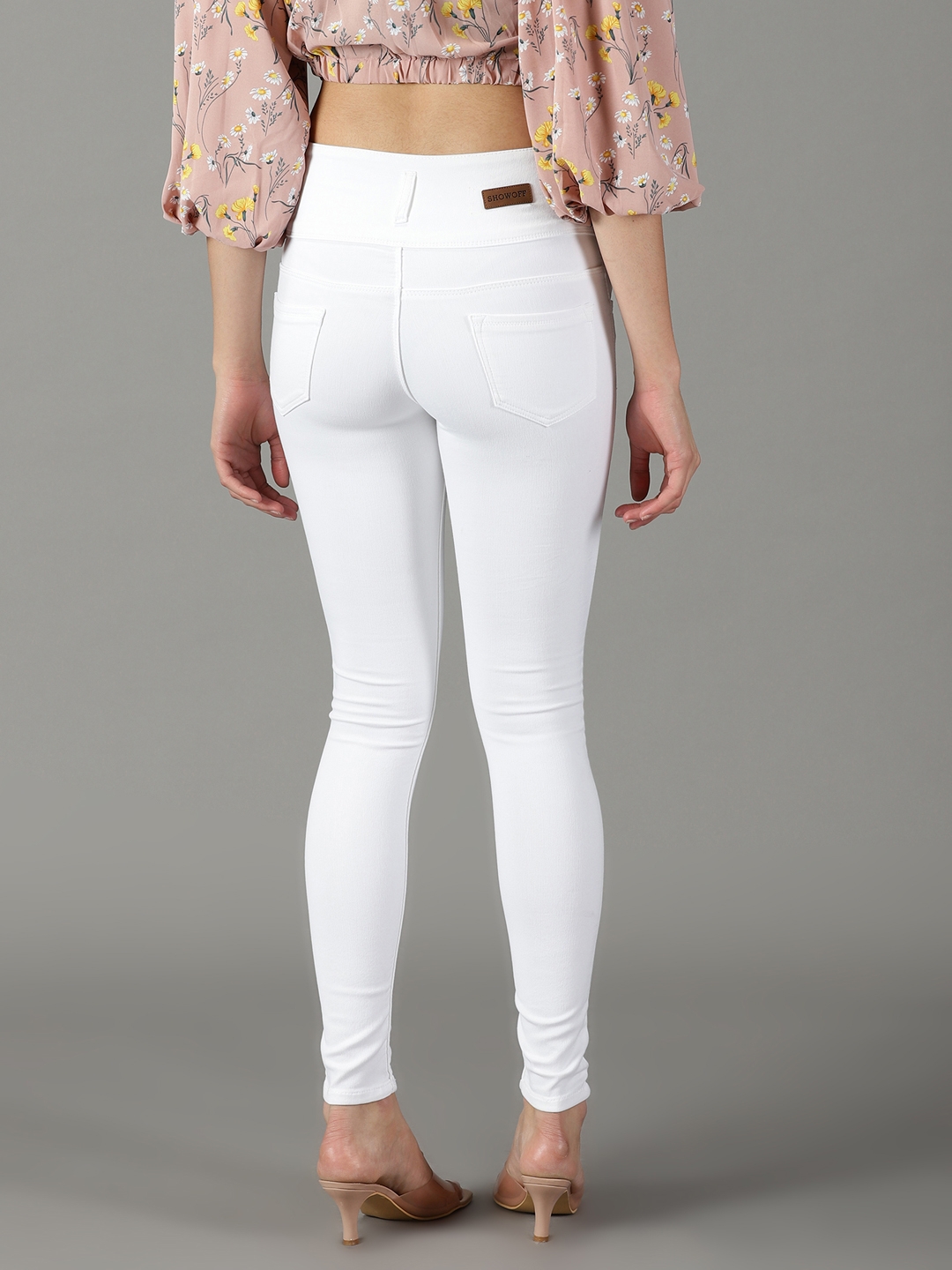 Showoff | SHOWOFF Women White Solid  Skinny Fit Jeans 3