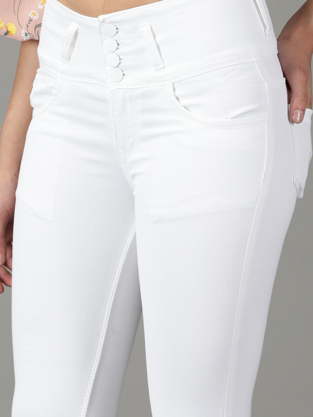Showoff | SHOWOFF Women White Solid  Skinny Fit Jeans 5