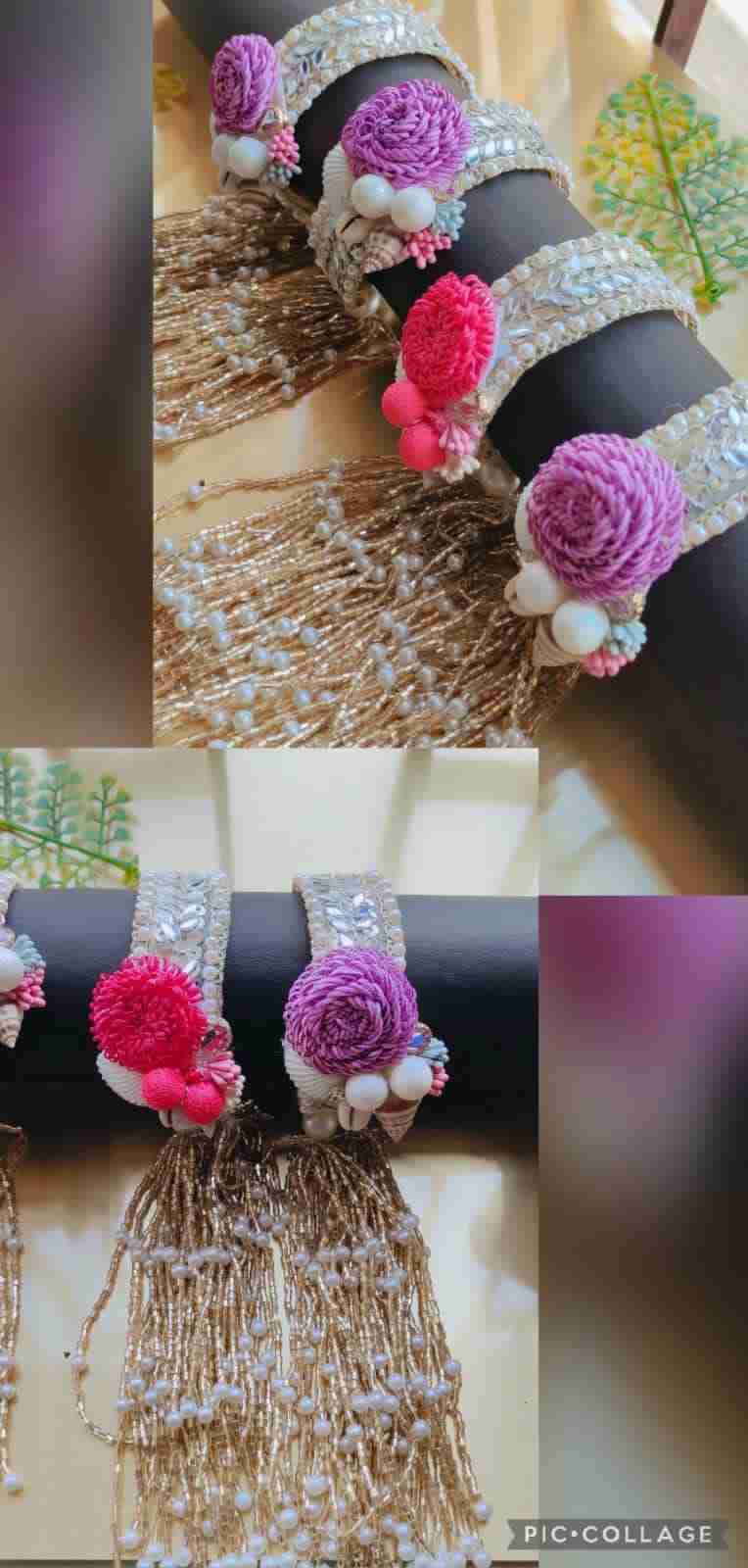 Elegant and stylish bracelet with hanging and one side setting of flowers