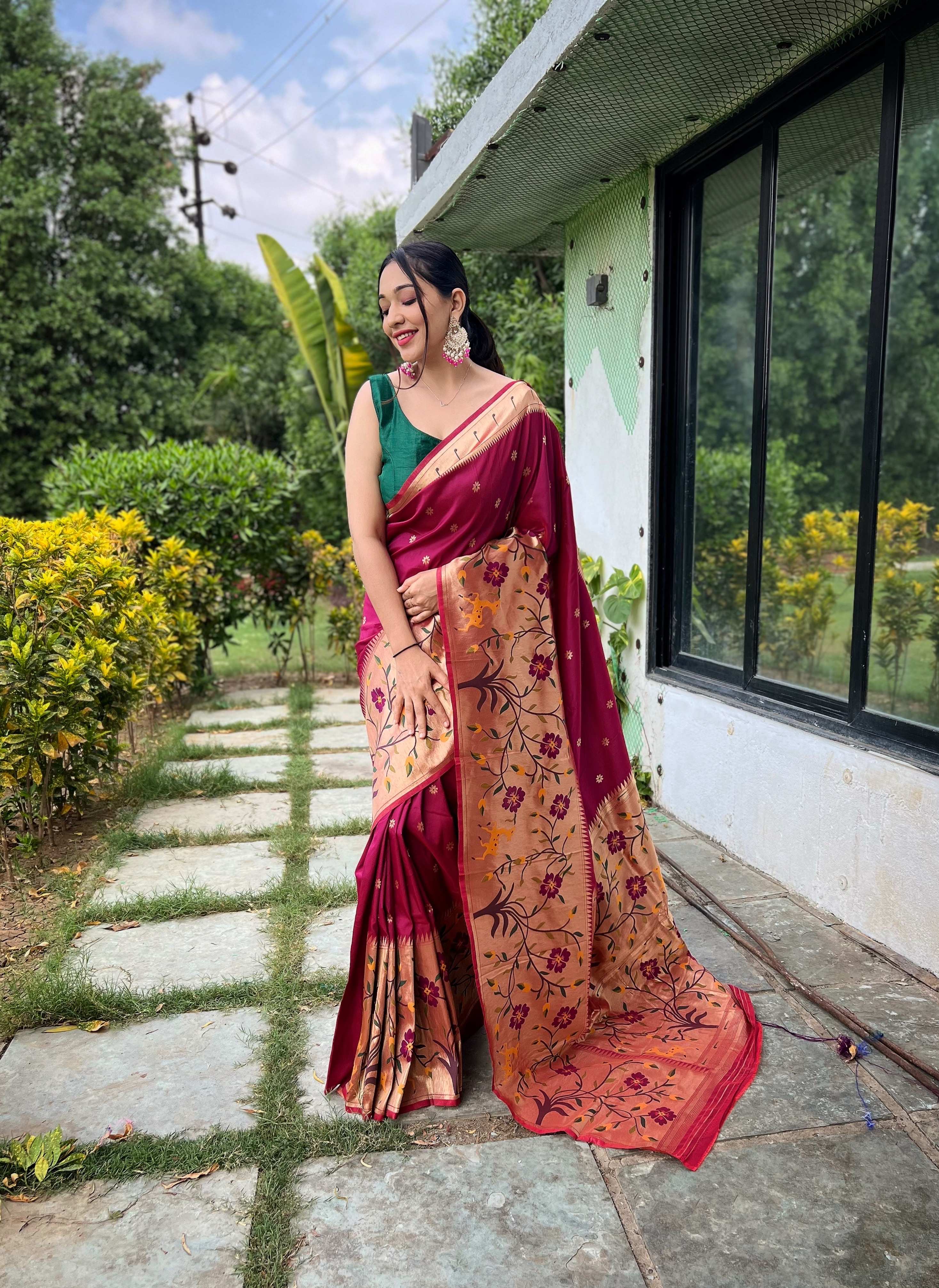 Tasarika Women Silk Gold and silver zari rich weaved pallu Maroon Saree Gayatri_Maroon