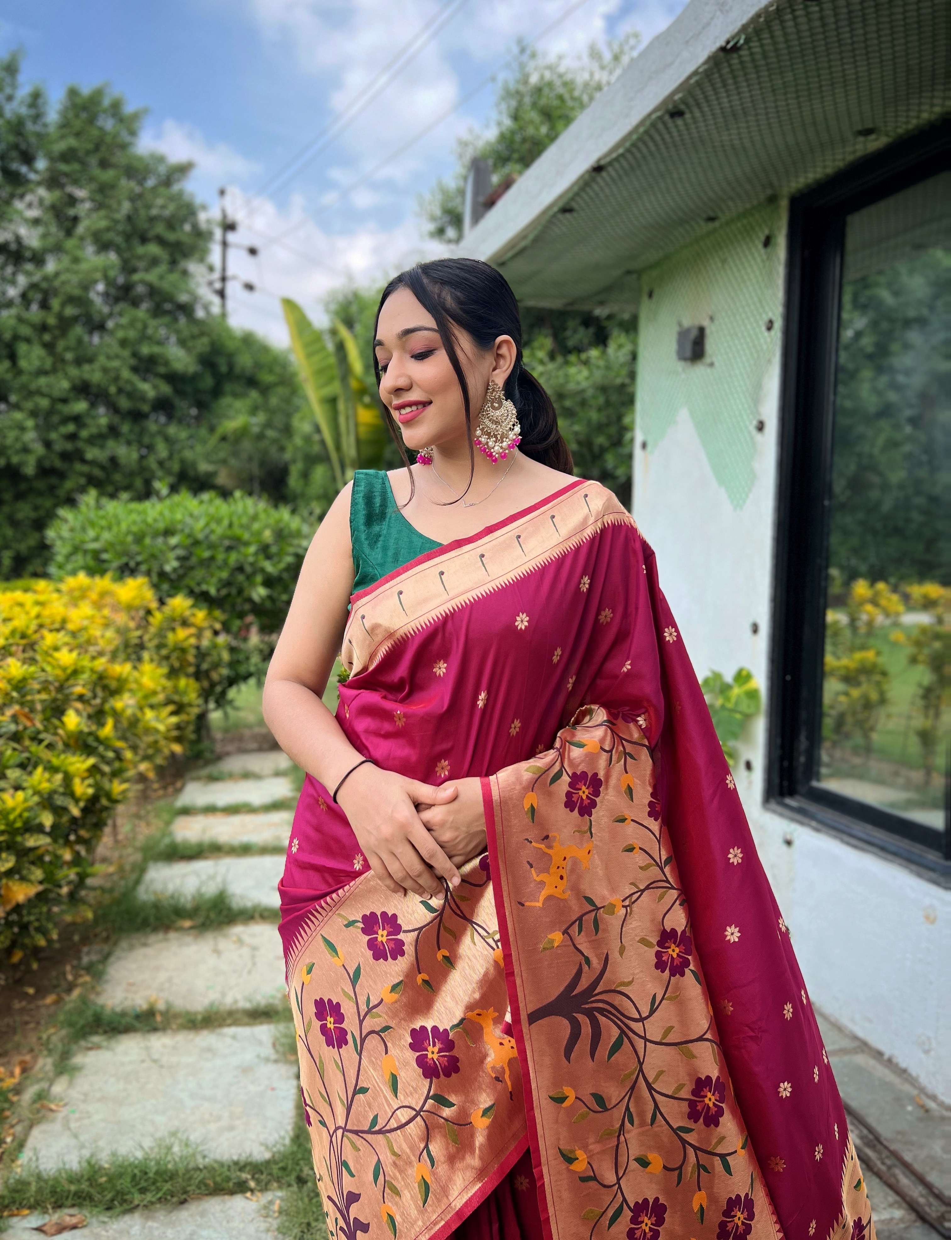 Tasarika Women Silk Gold and silver zari rich weaved pallu Maroon Saree Gayatri_Maroon