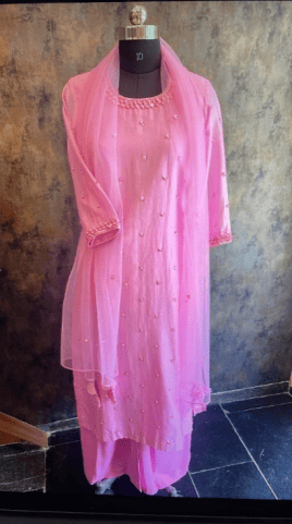Pink Chanderi Sequence Set  