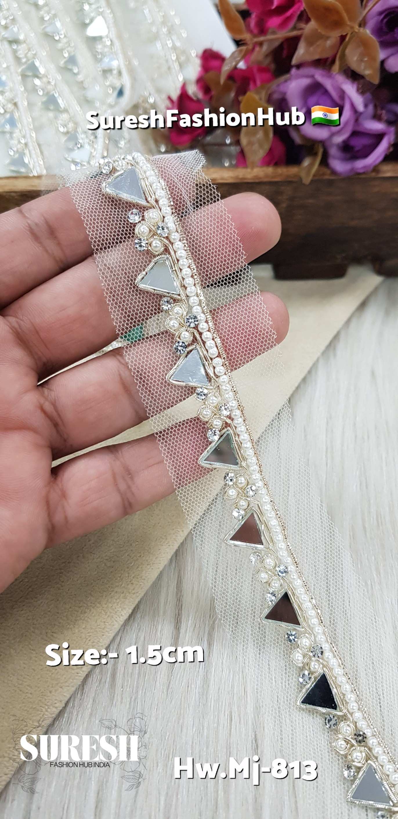 Pearl Triangle Mirror Handmade Lace – Mj-813