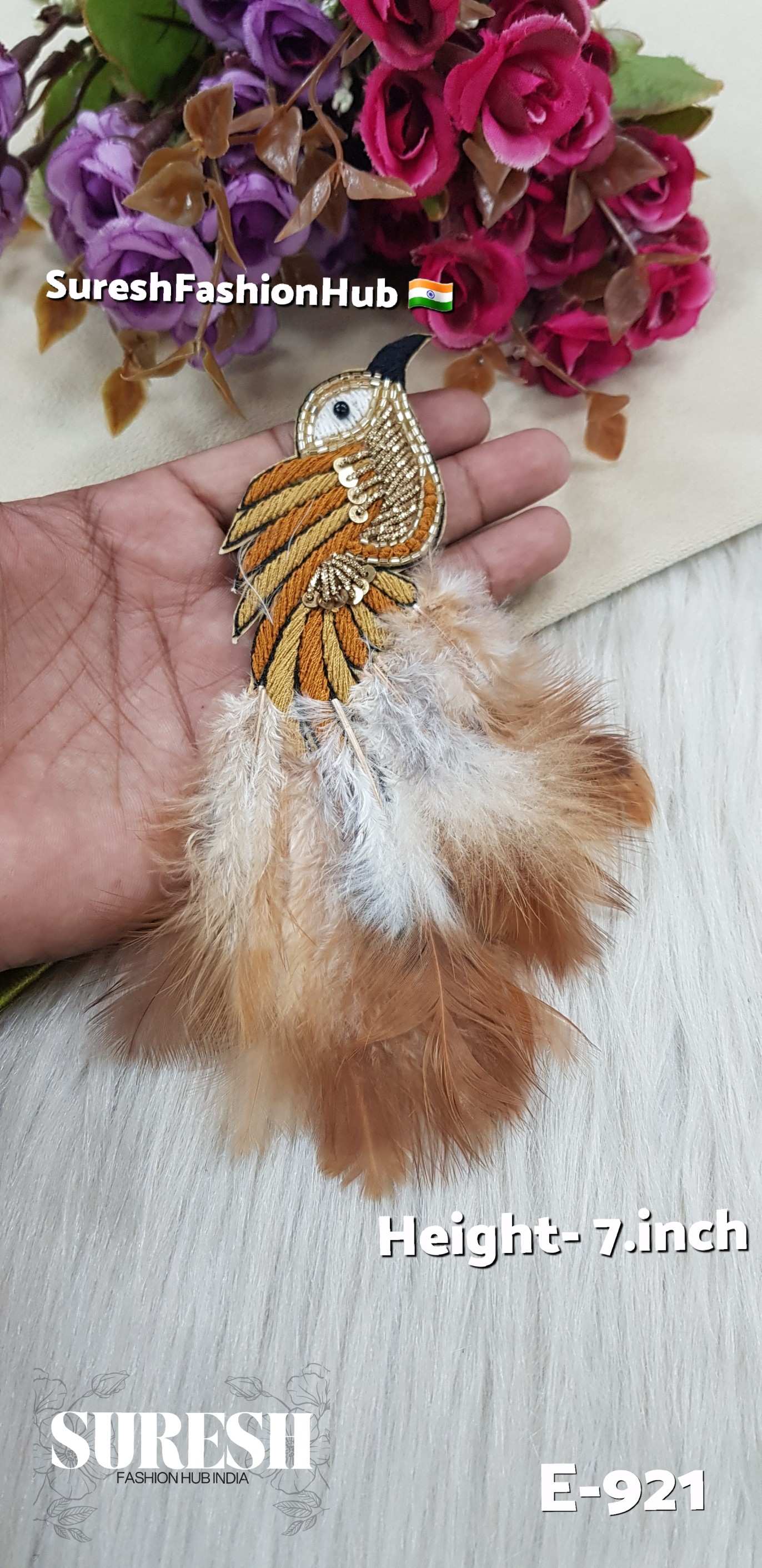E-921 Brown Right Side Bird Feather Patch