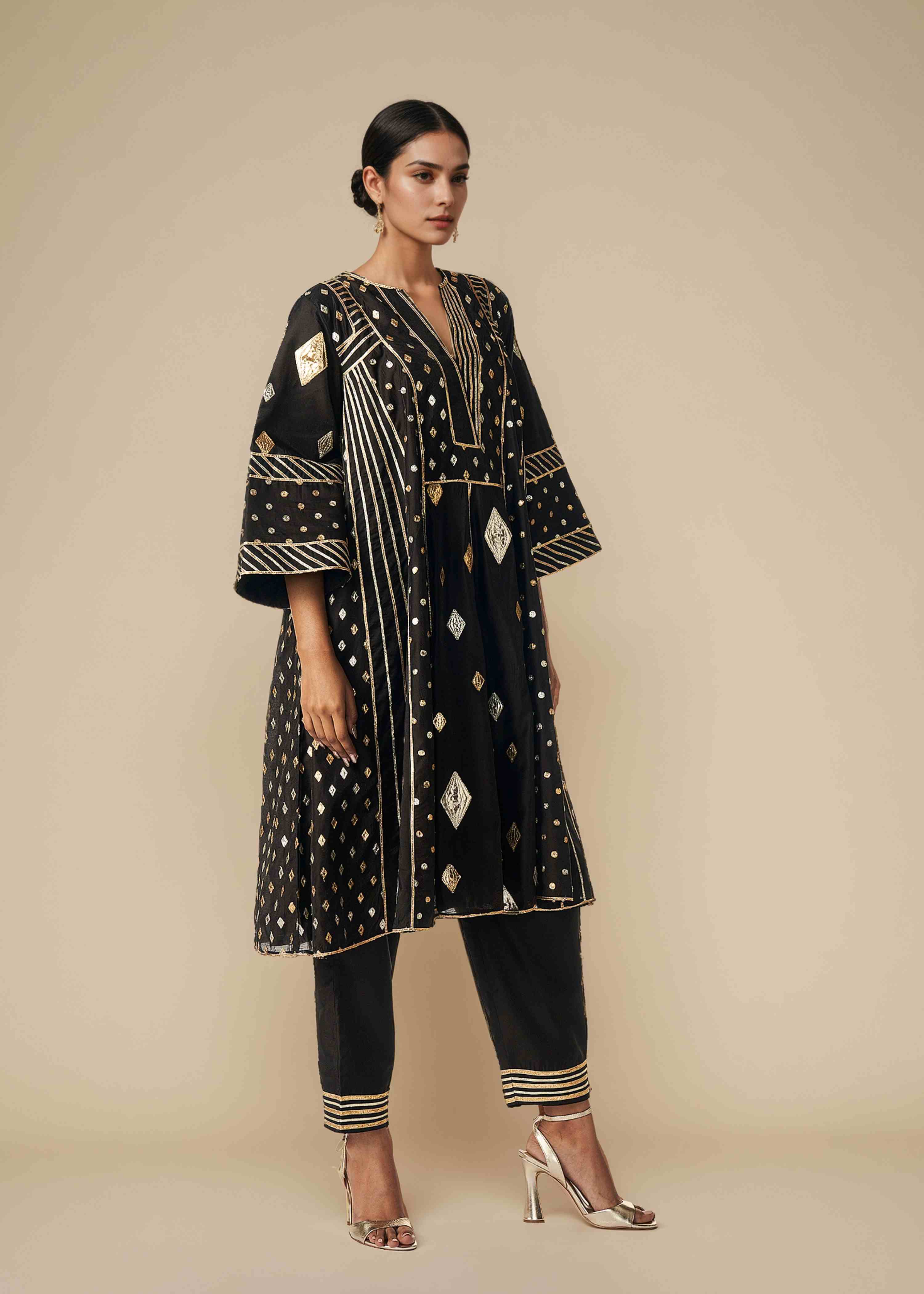 Black Kali Kurta Set
