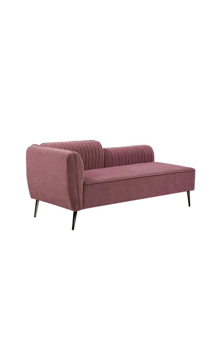 neudot Diva LHS Sofa Chaise Lounger with Black Legs for Living Room|Bedroom|2 Person Sofa|Diwan|Premium Fabric | Solid Wood Frame|2 Seater (Colour : Ceramic Pink (DIY))