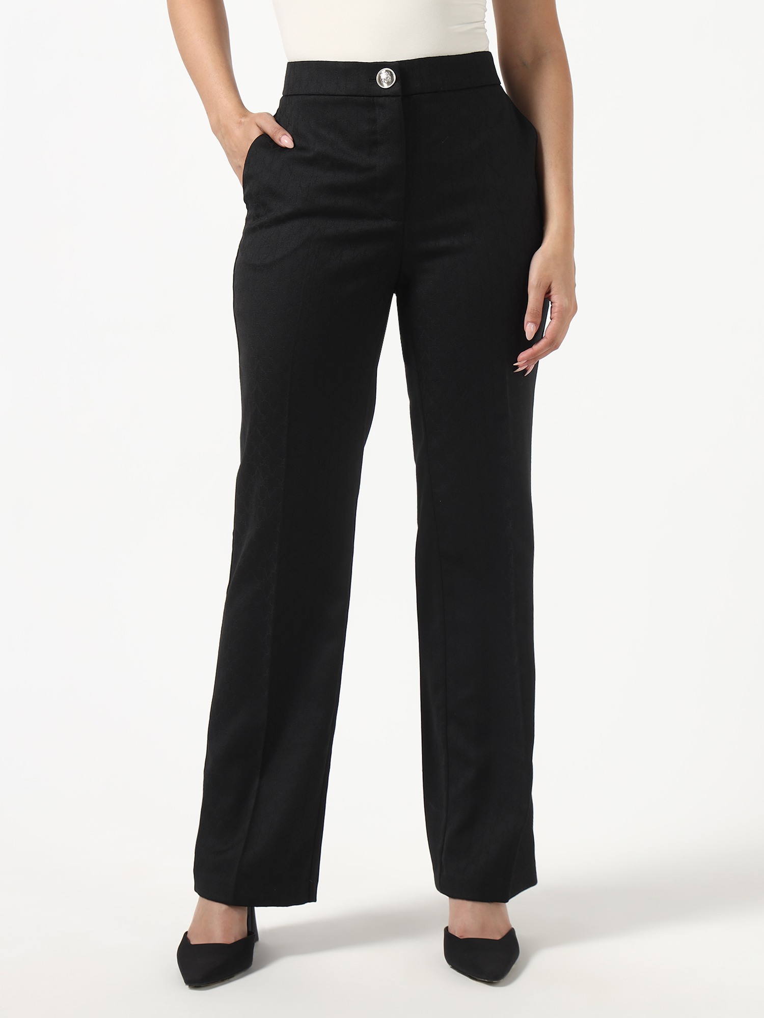 Marciano By Guess Women Black Printed Blanca Woven Chino Pants