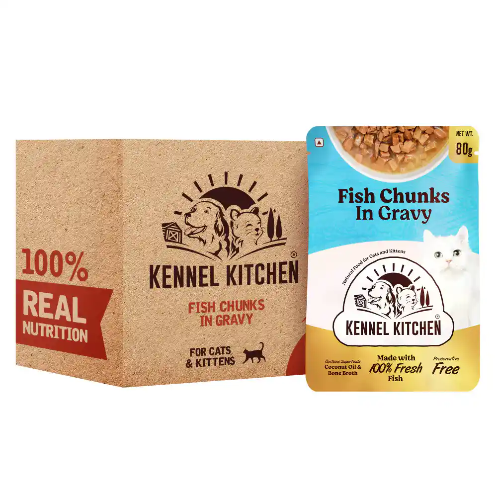 Kennel Kitchen Fish Chunks in Gravy Kitten and Adult Cat Wet Food, 80 g