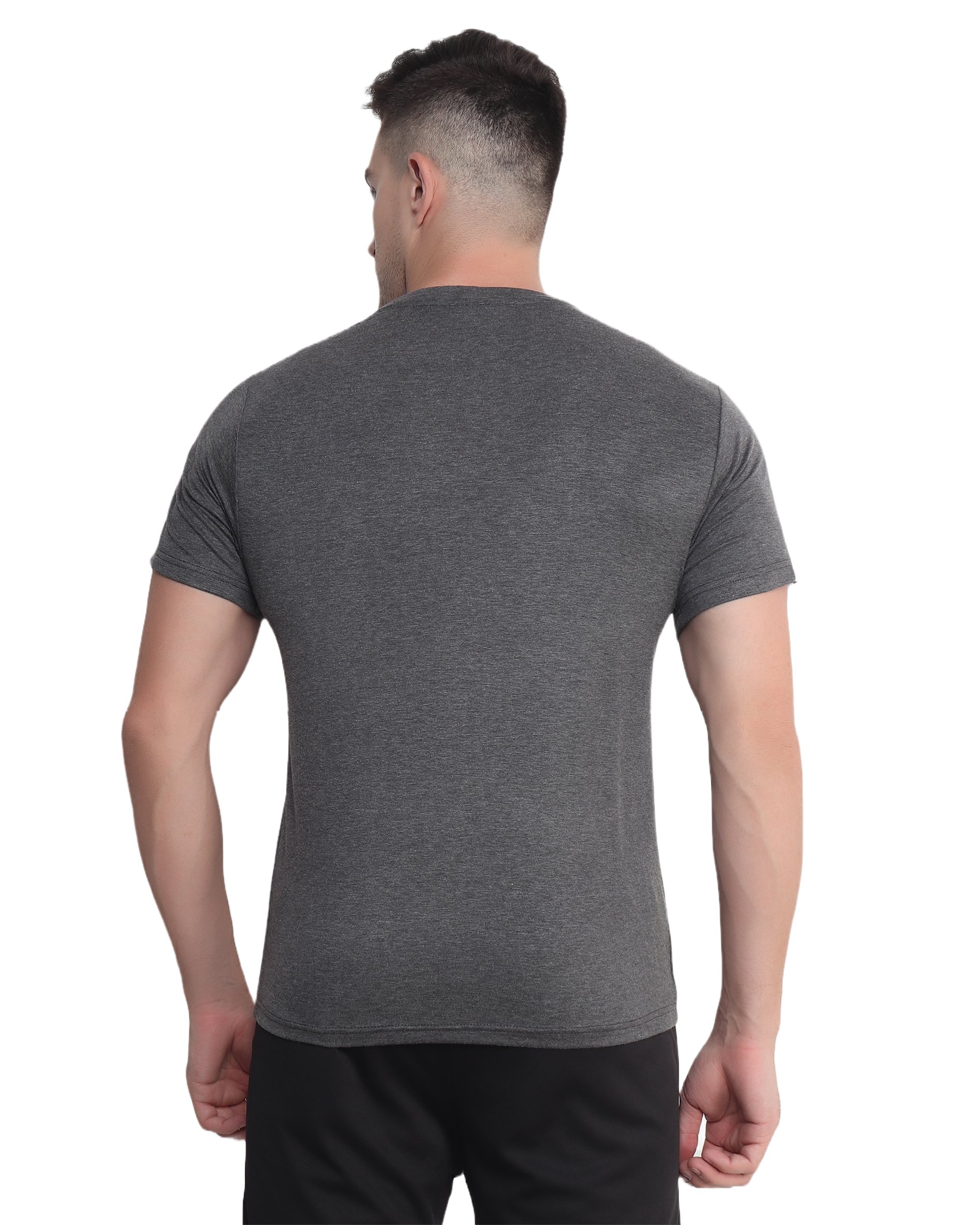 Dark Grey Melange With White Stripes 