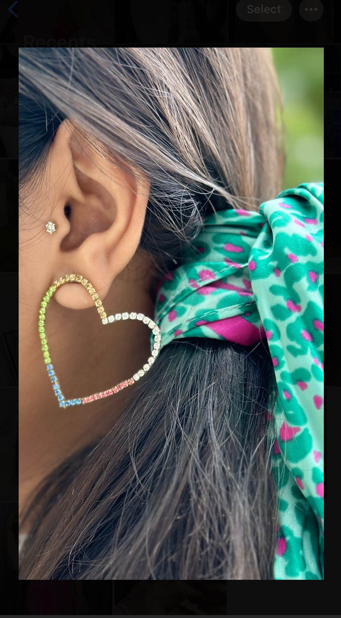 Multicoloured rainbow sweetheart earrings big