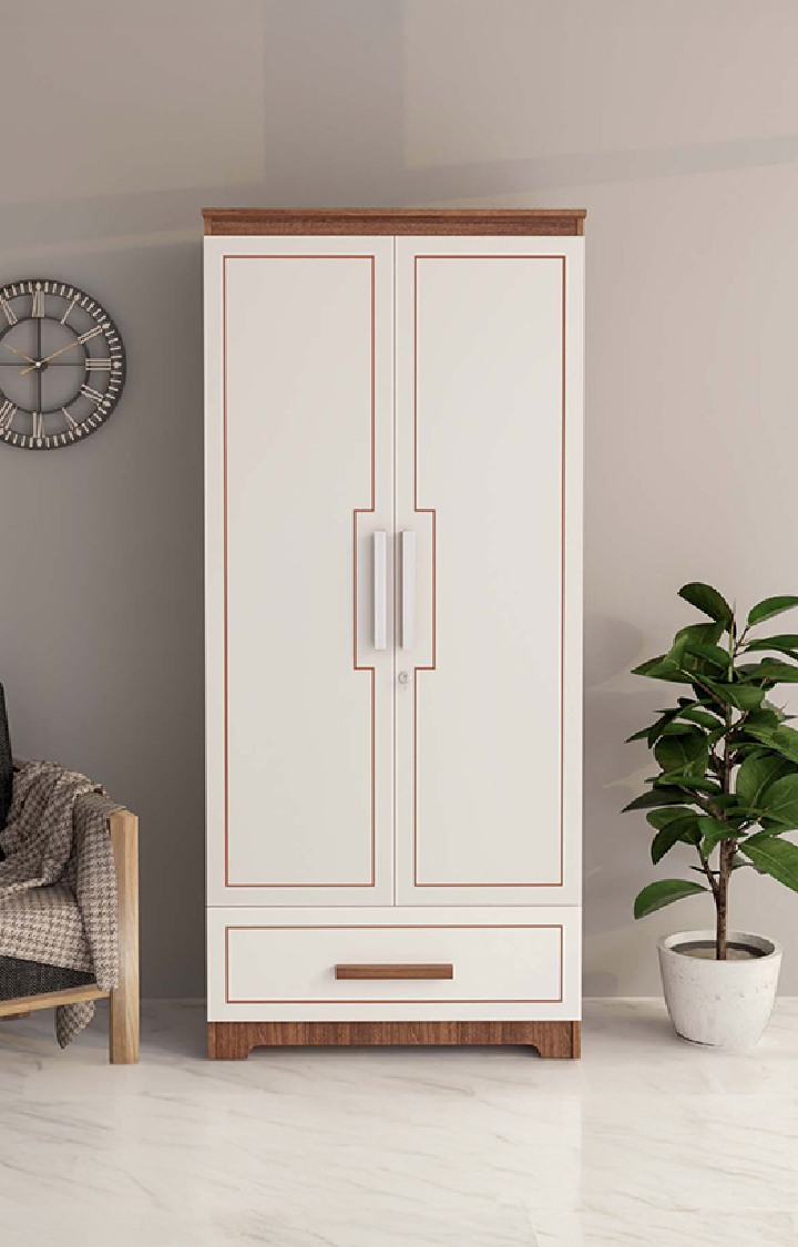 Amber Delight 2 Door Wardrobe/Space & Clothes Organizer/Cupboard/Almari for Multipurpose Use, Home/Kitchen/Office/Living Room with Drawer - Leon Teak Finish