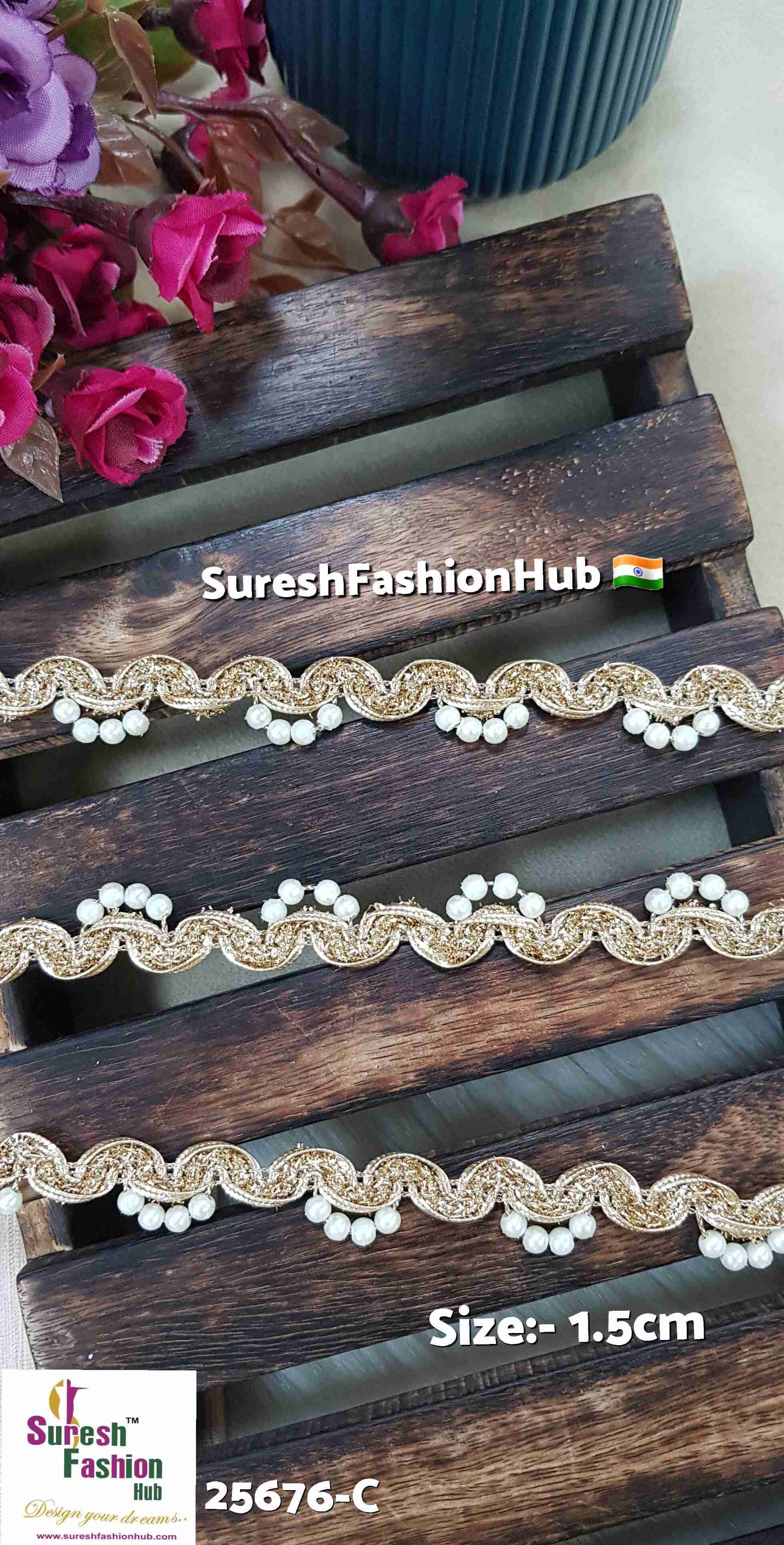 Scalloped Pearl Jhalar Lace