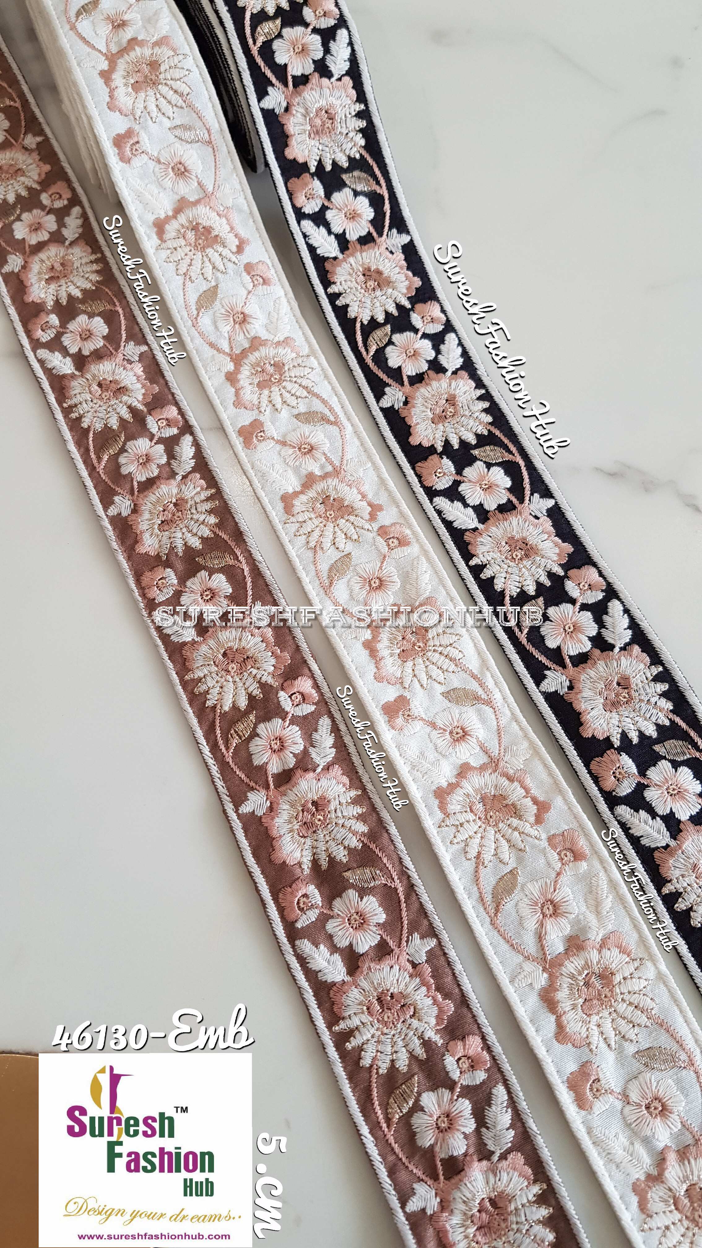 Threaded  Stardust Embroidered Design Trim