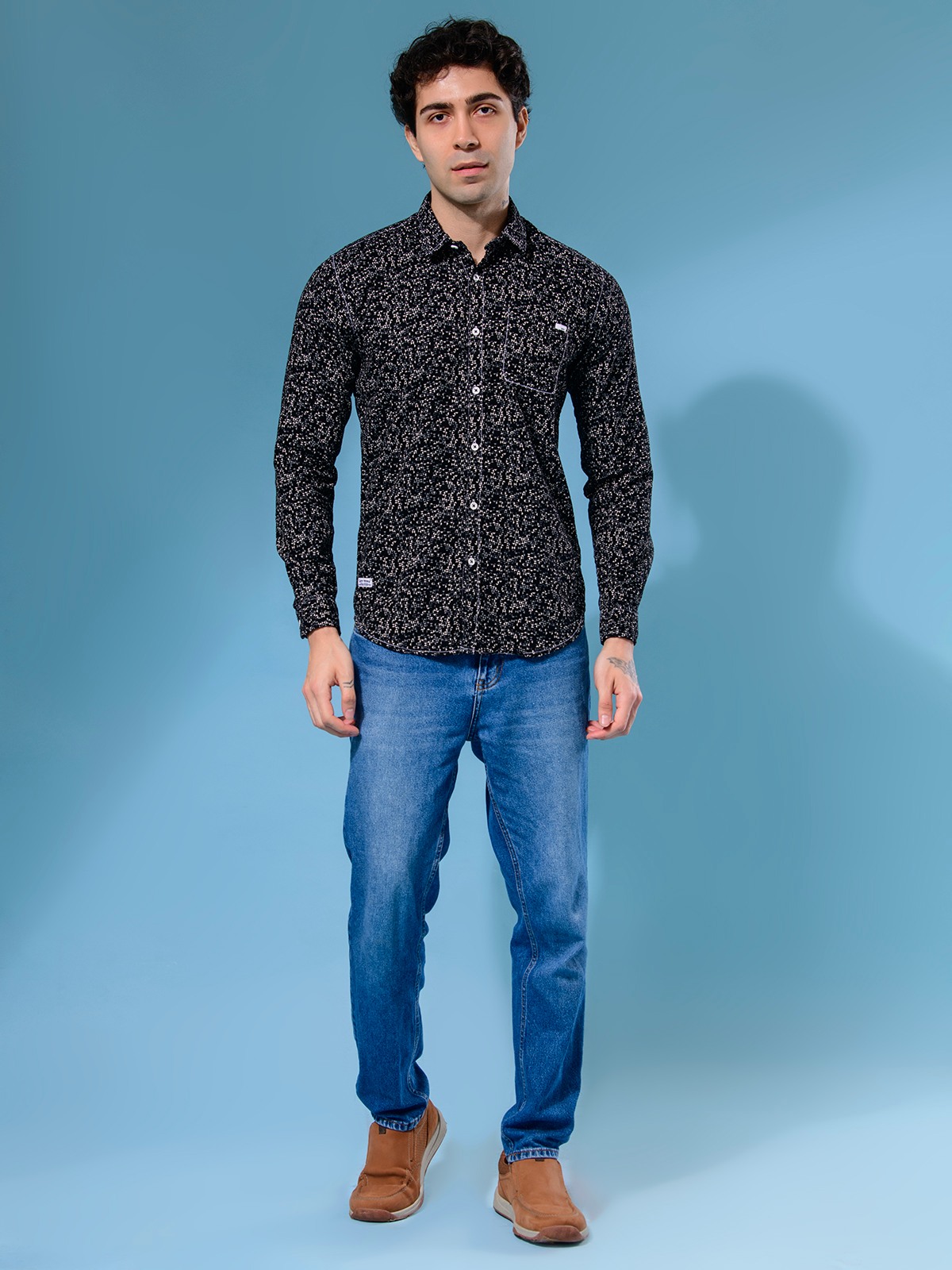 ALBION MENS ECOHAWK BLACK PRINT SHIRT