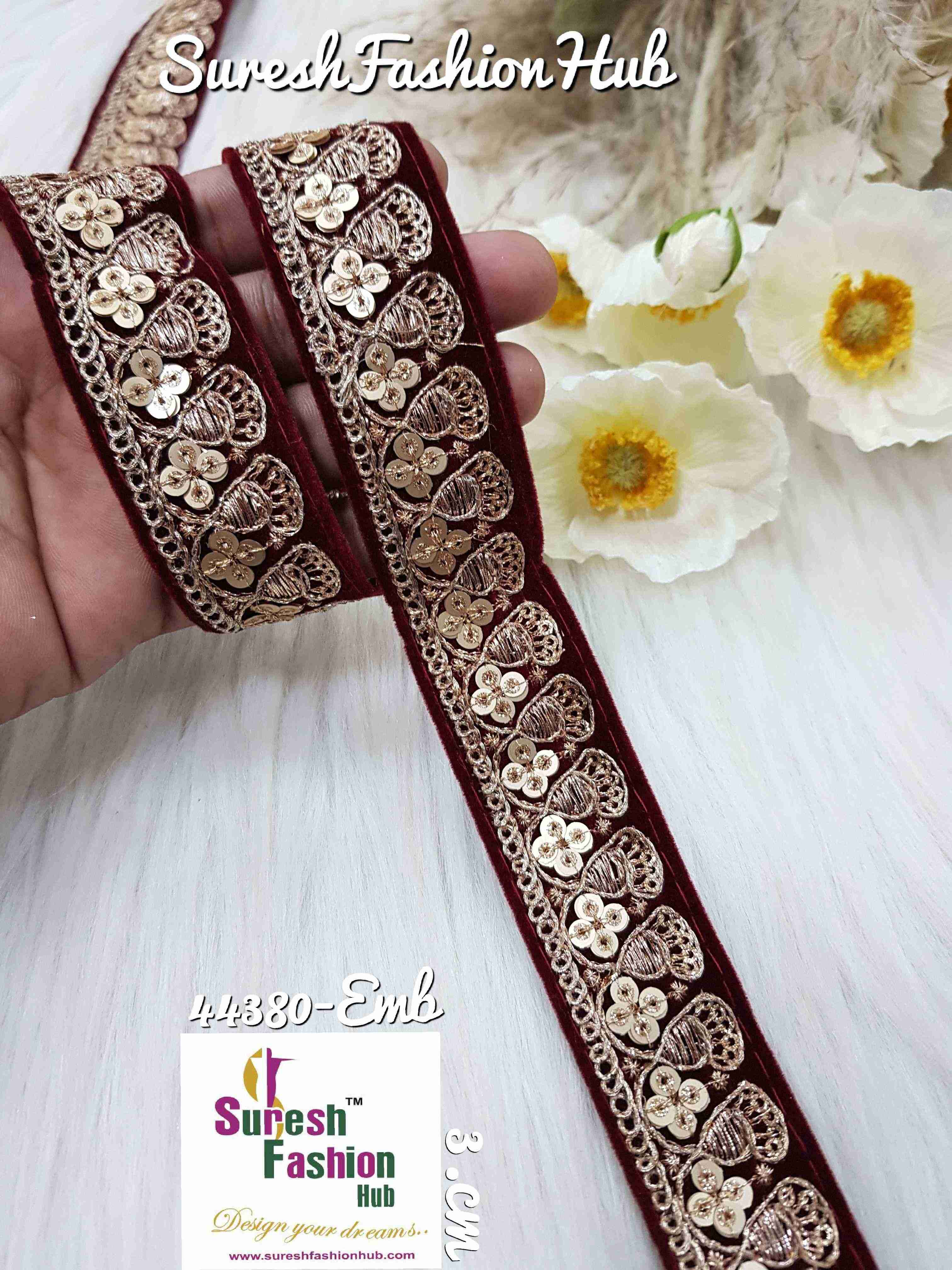 Dreamy Maroon Embroidered Trim