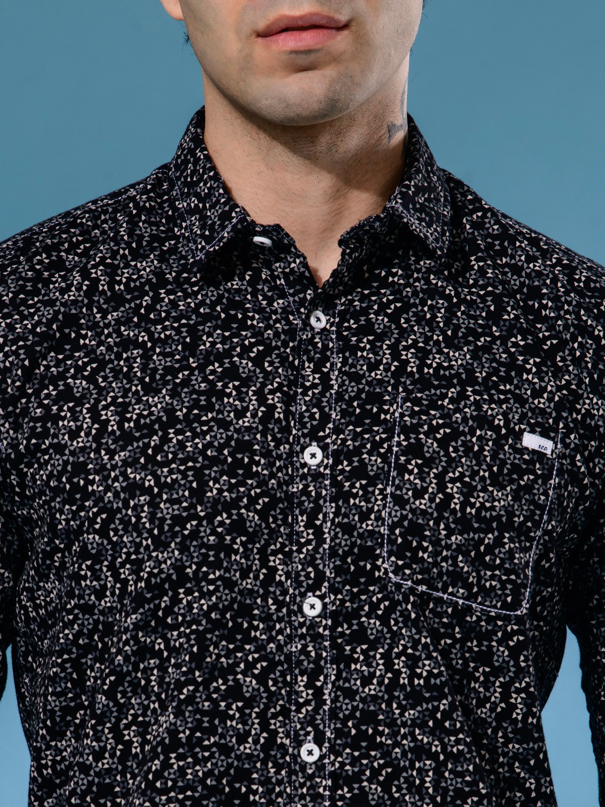 ALBION MENS ECOHAWK BLACK PRINT SHIRT