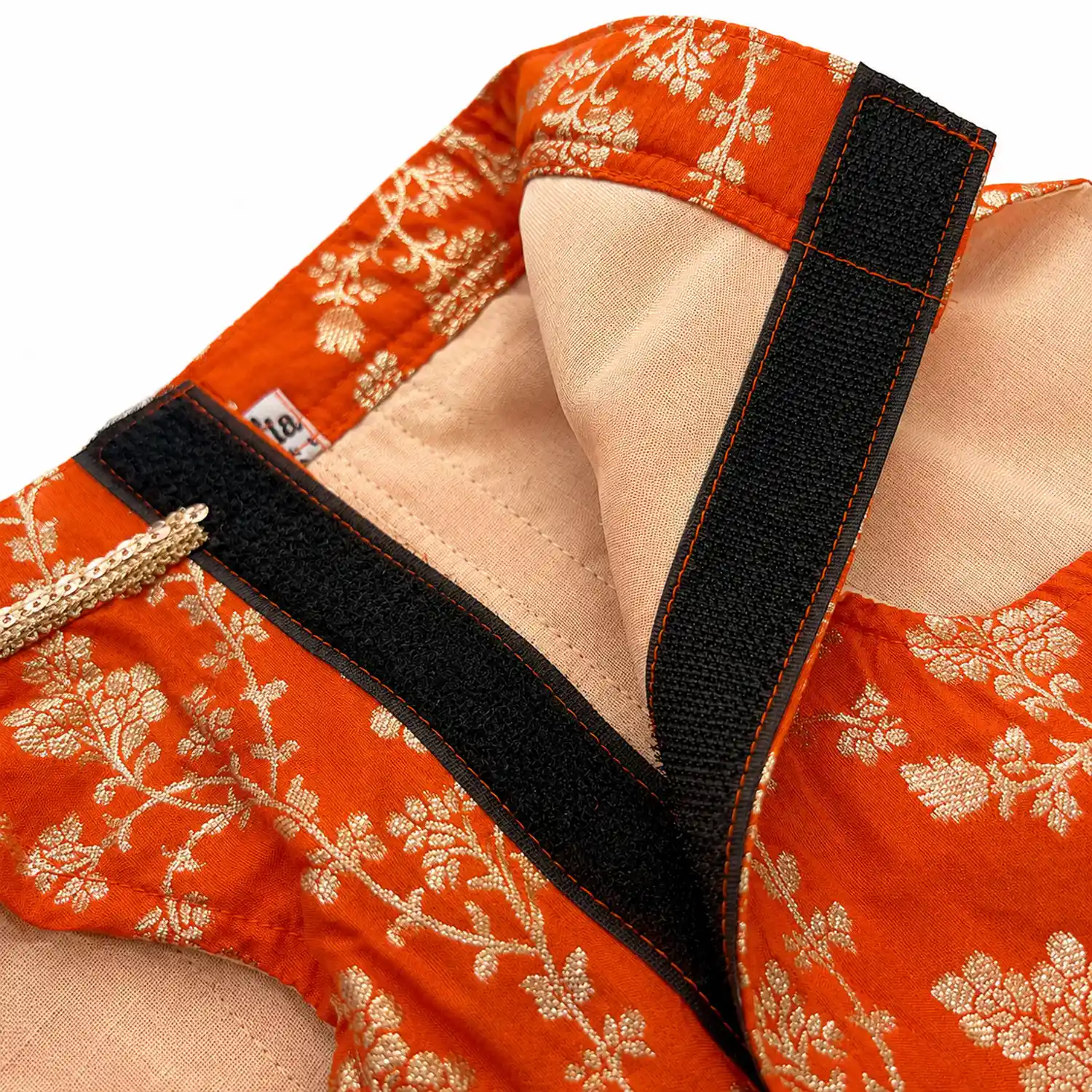 Pawsindia Traditional Royal Zari Kurta for Cats - Orange