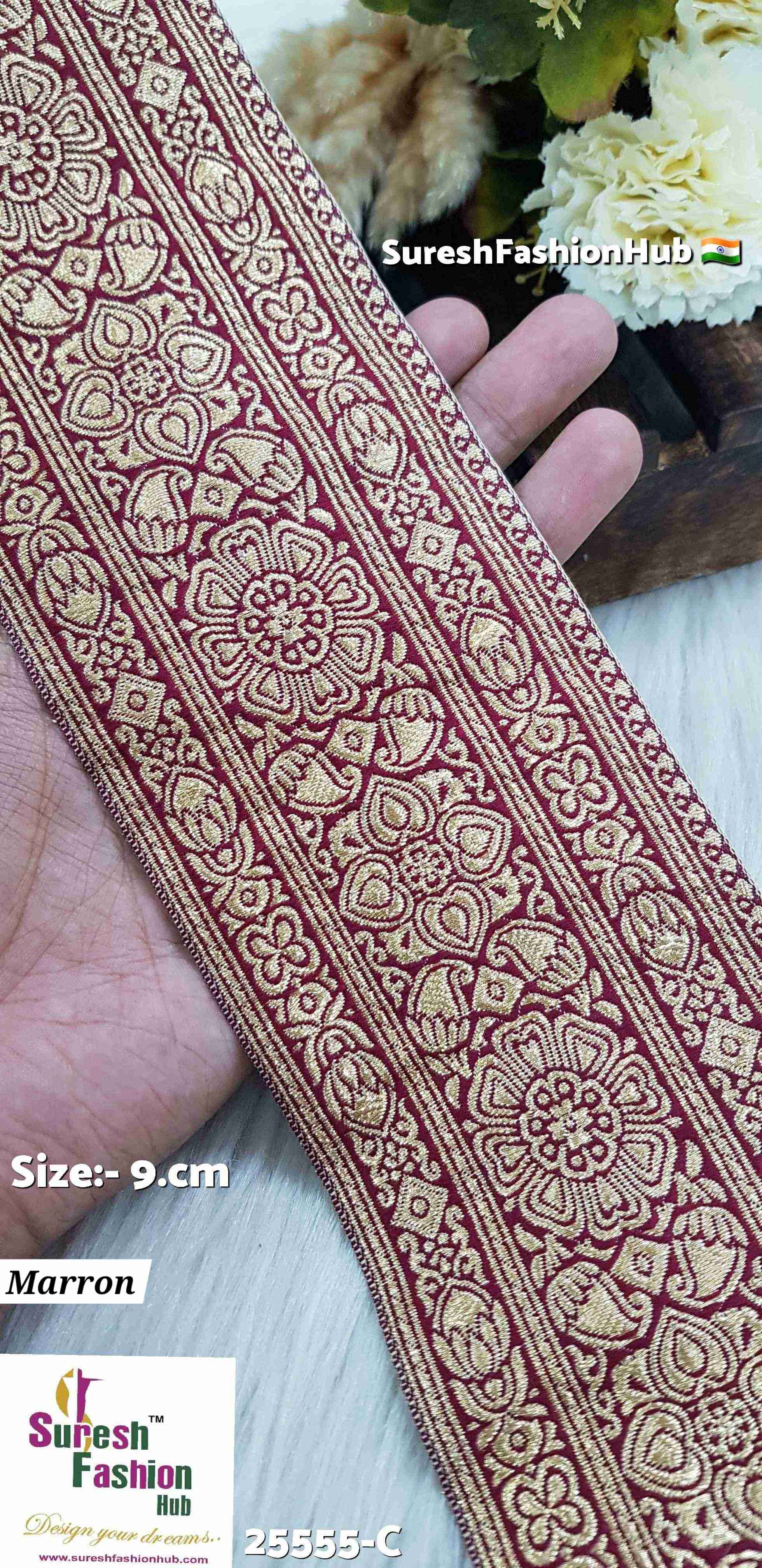 Maroon Golden Banarasi Lace