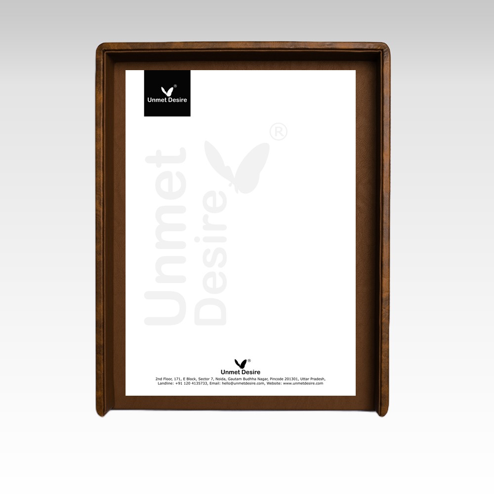 A4 Size Paper Tray / Letter Tray / Desk Organizer / Leather Office Accessory in Premium Faux Leather | Lycra Series | Camel