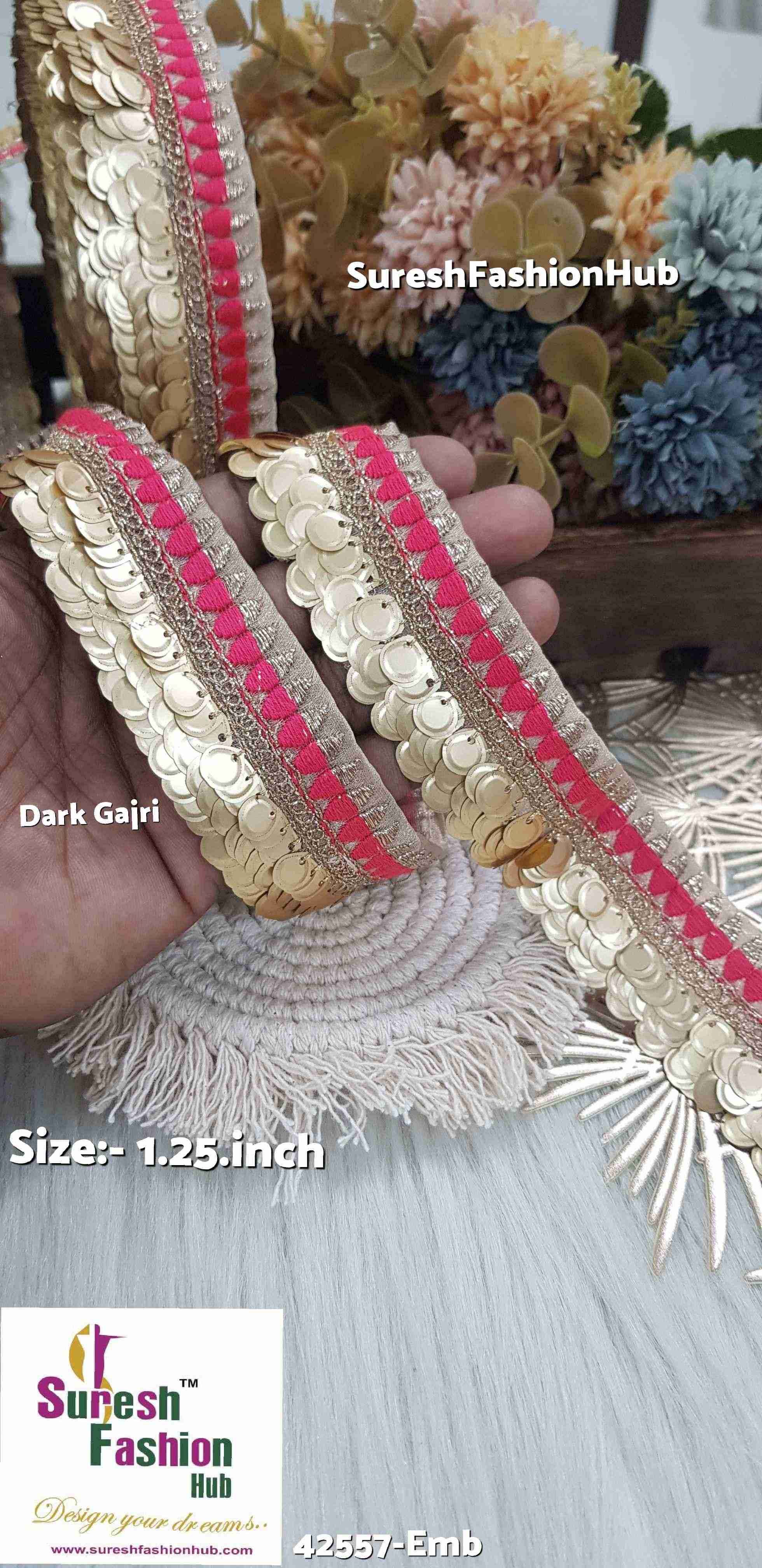 Dark Gajri Hanging Sequence Embroidery Design