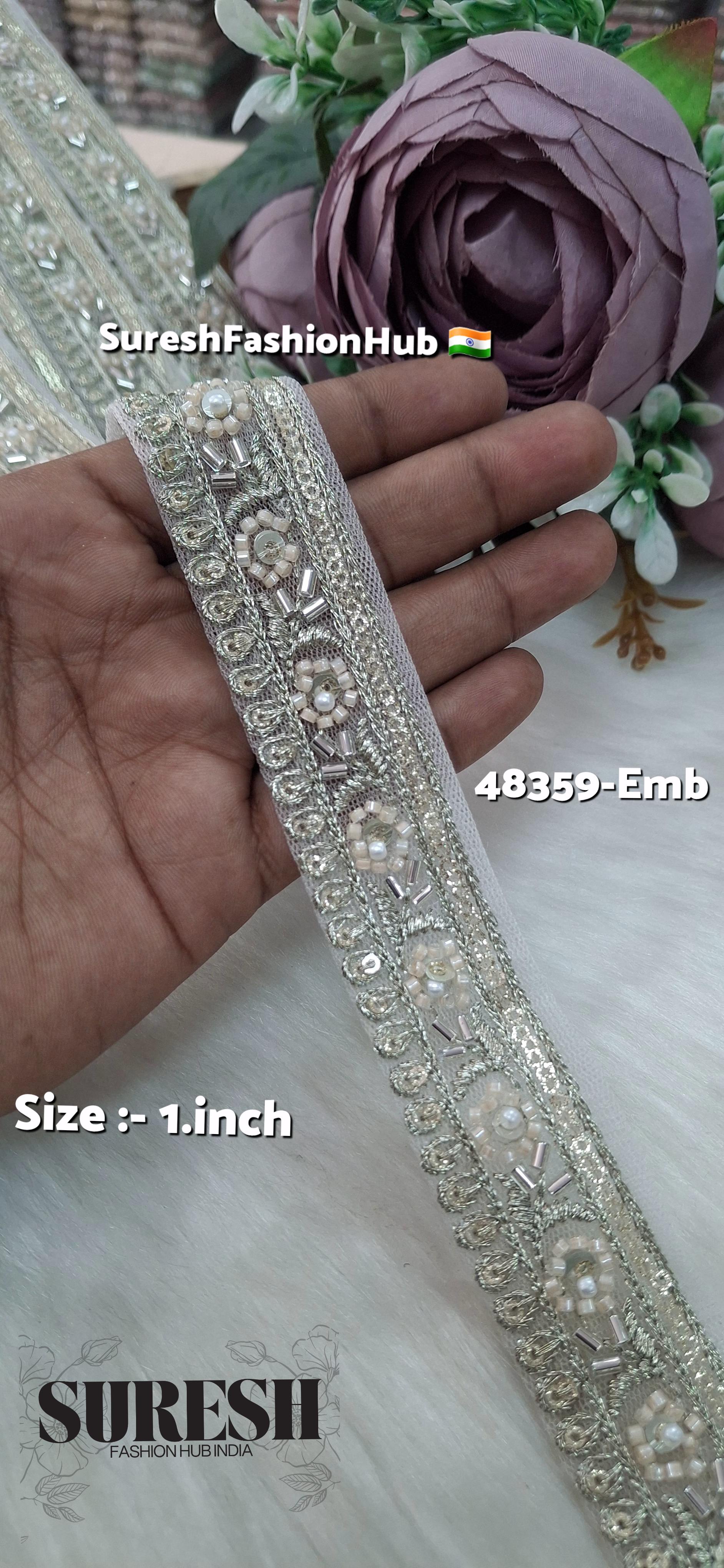 Beaded Floral Charm Net Embroidered Lace