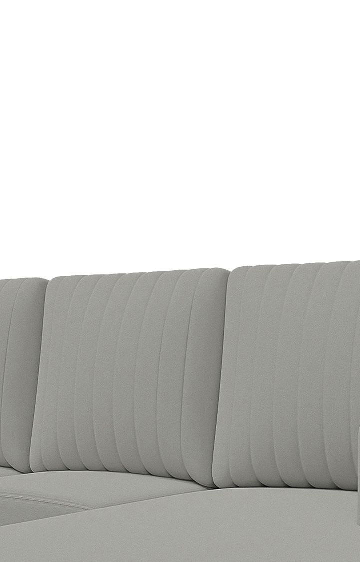 neudot Roman LHS Sectional Sofa for Living Room |6 Person Sofa|Premium Fabric with Cushioned Armrest | Solid Wood Frame|6 Seater in Light Grey Color