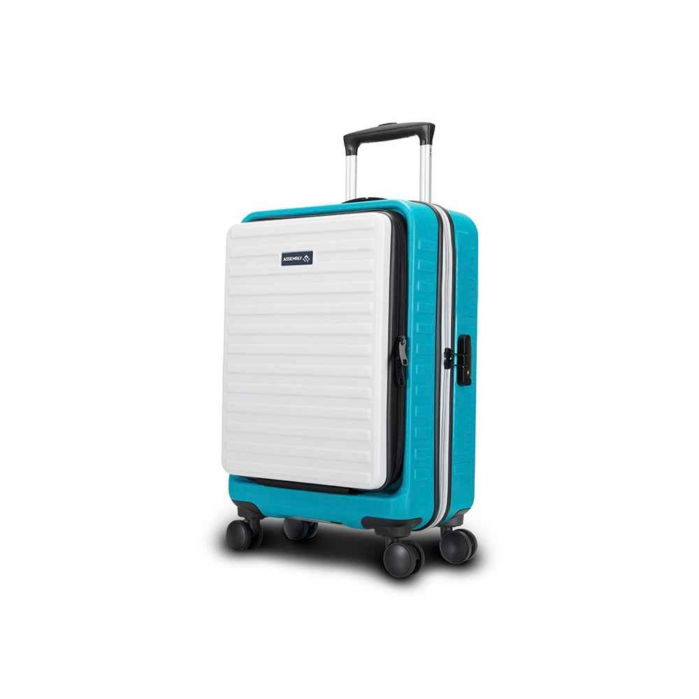 Assembly Teal and White Hardside Cabin Luggage Trolley Bag