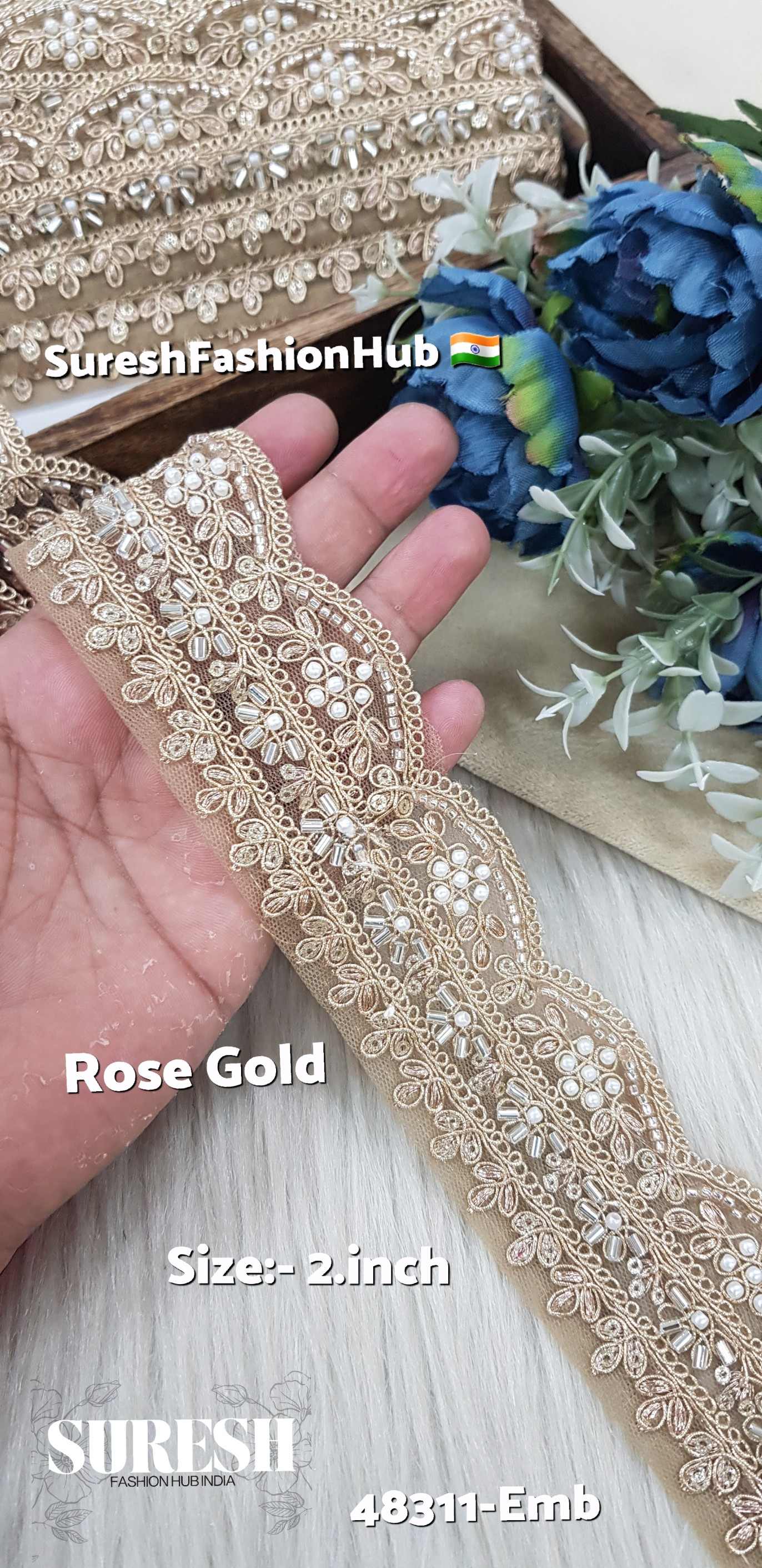 Rose Gold Scalloped Embroidery Lace