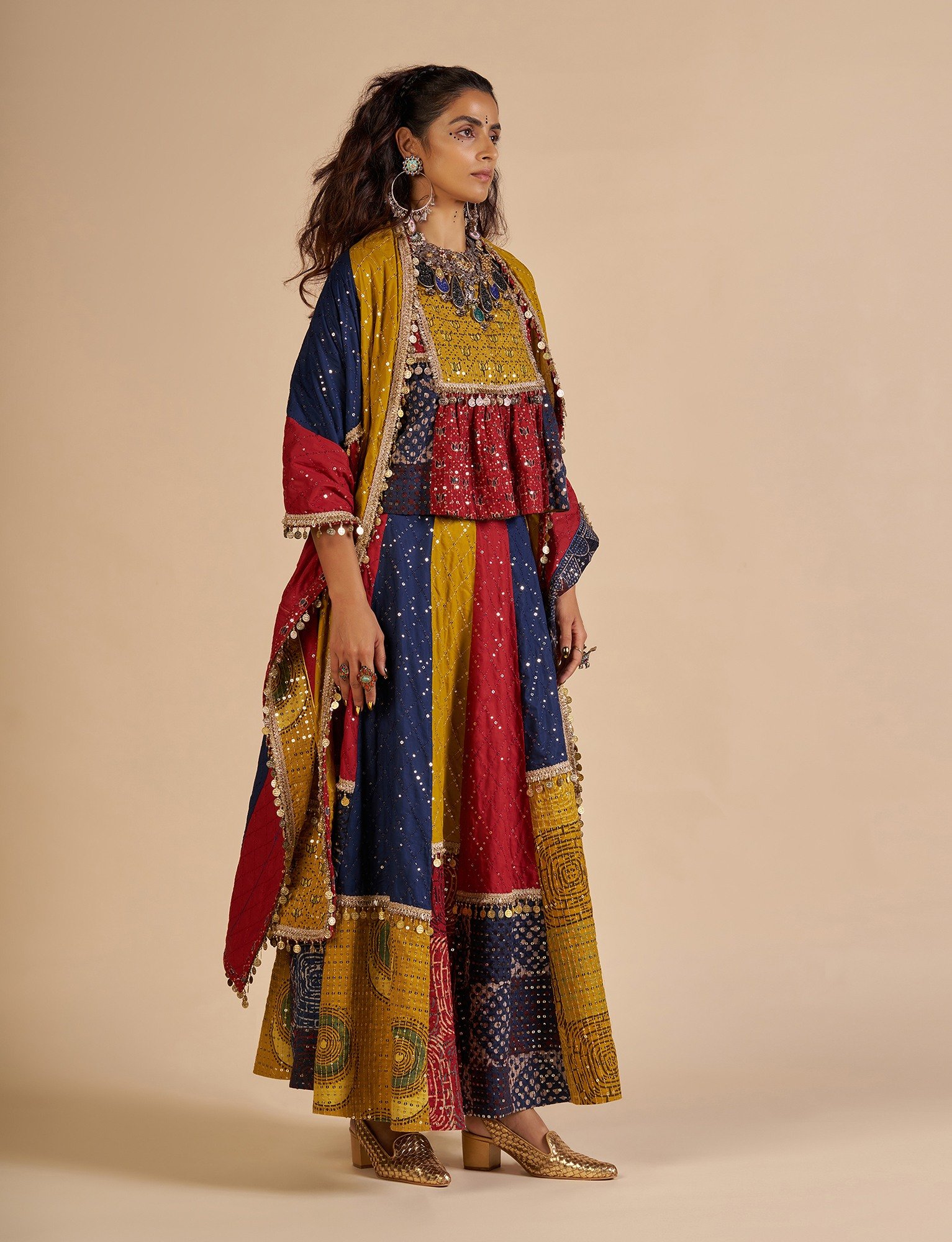 Ajrakh Embroidered Dupatta