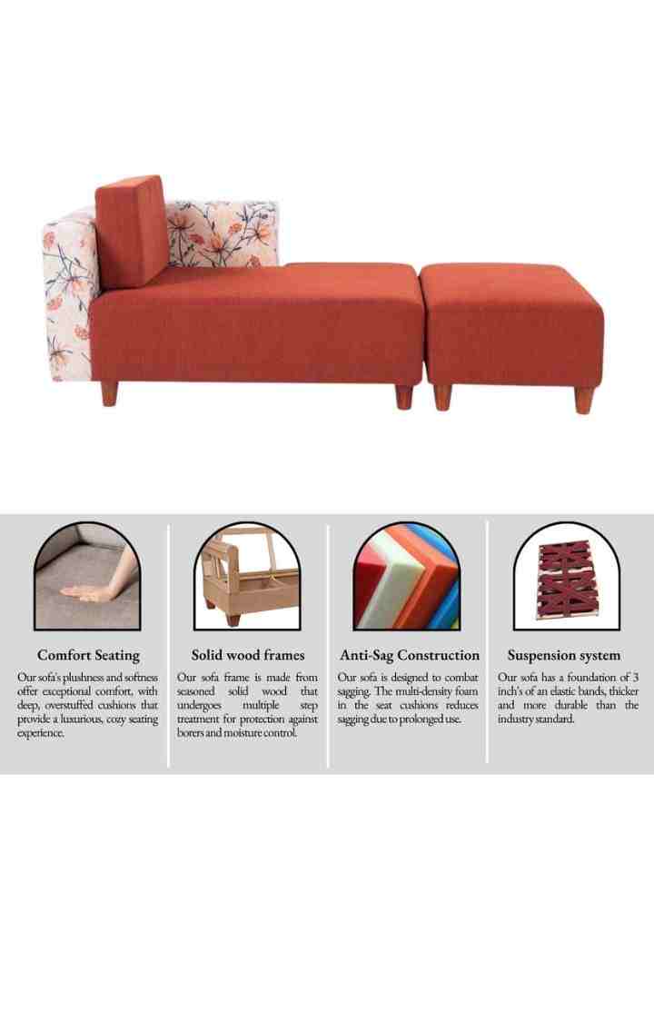 neudot Hailey Fabric Chaise Lounger LHS in Floral Cider Orange Colour