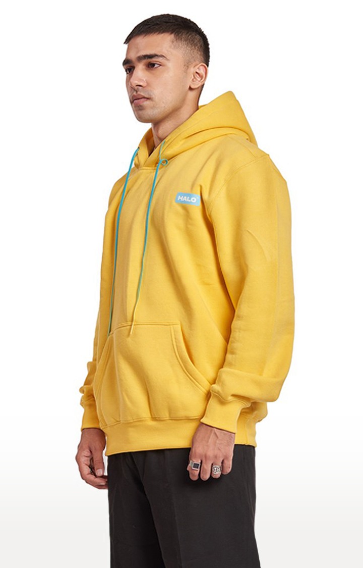 Men's Yellow Cotton Typographic Hoodies