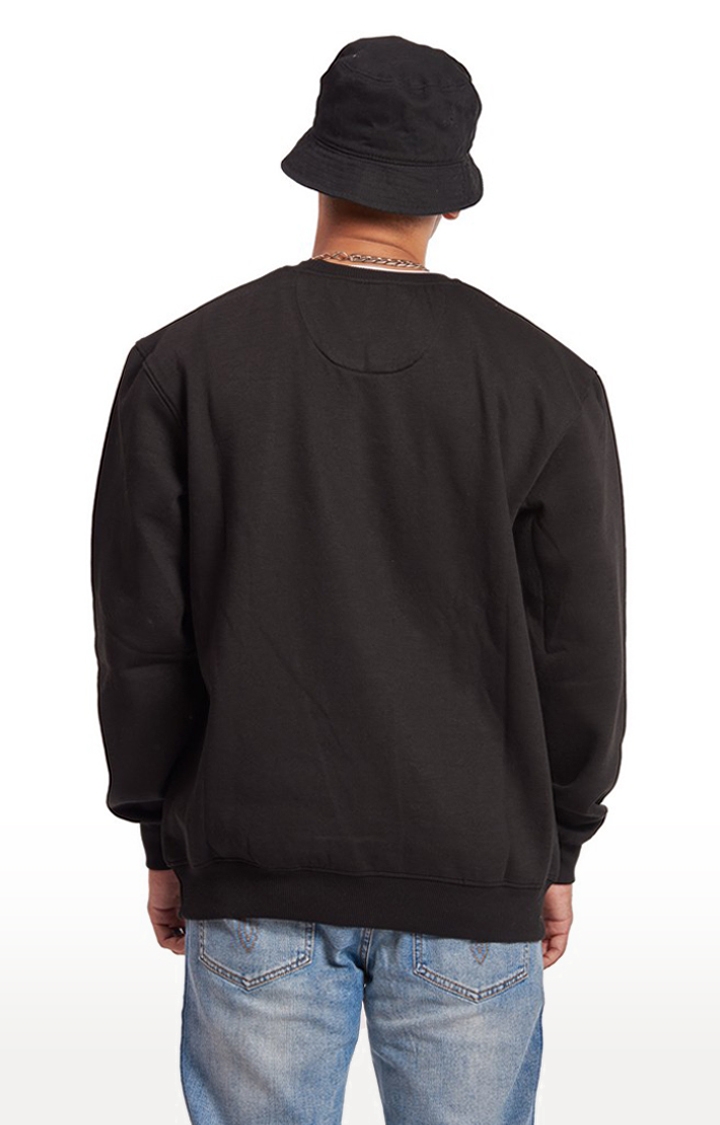 Men's Black Cotton Typographic Sweatshirts