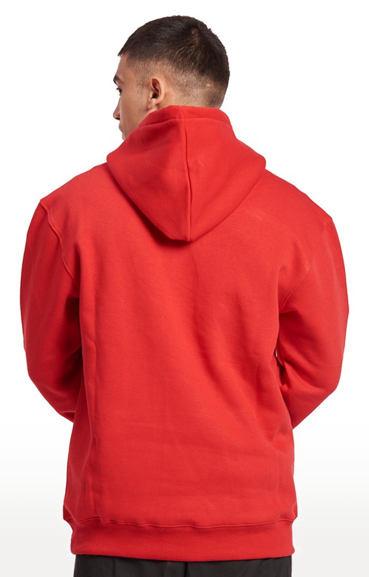 Men's Red Cotton Typographic Hoodies