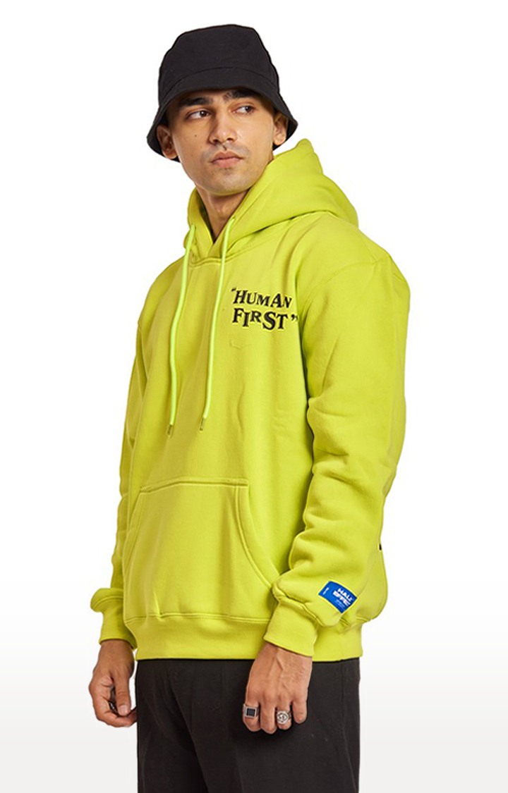 Men's Green Cotton Typographic Hoodies