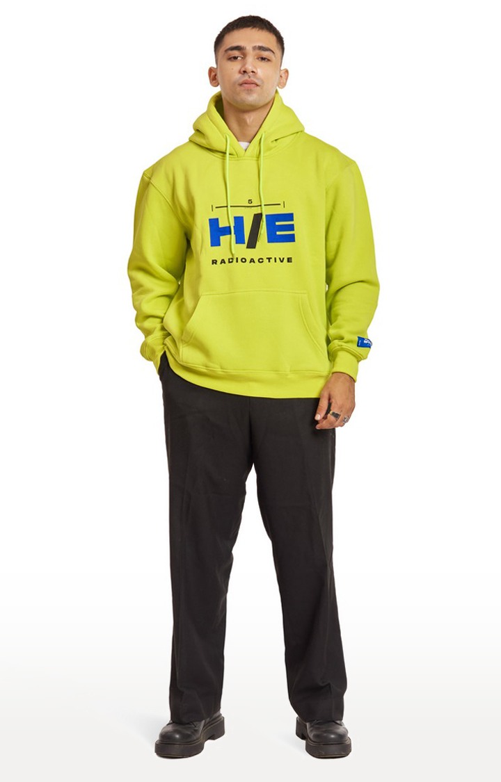 Men's Green Cotton Typographic Hoodies