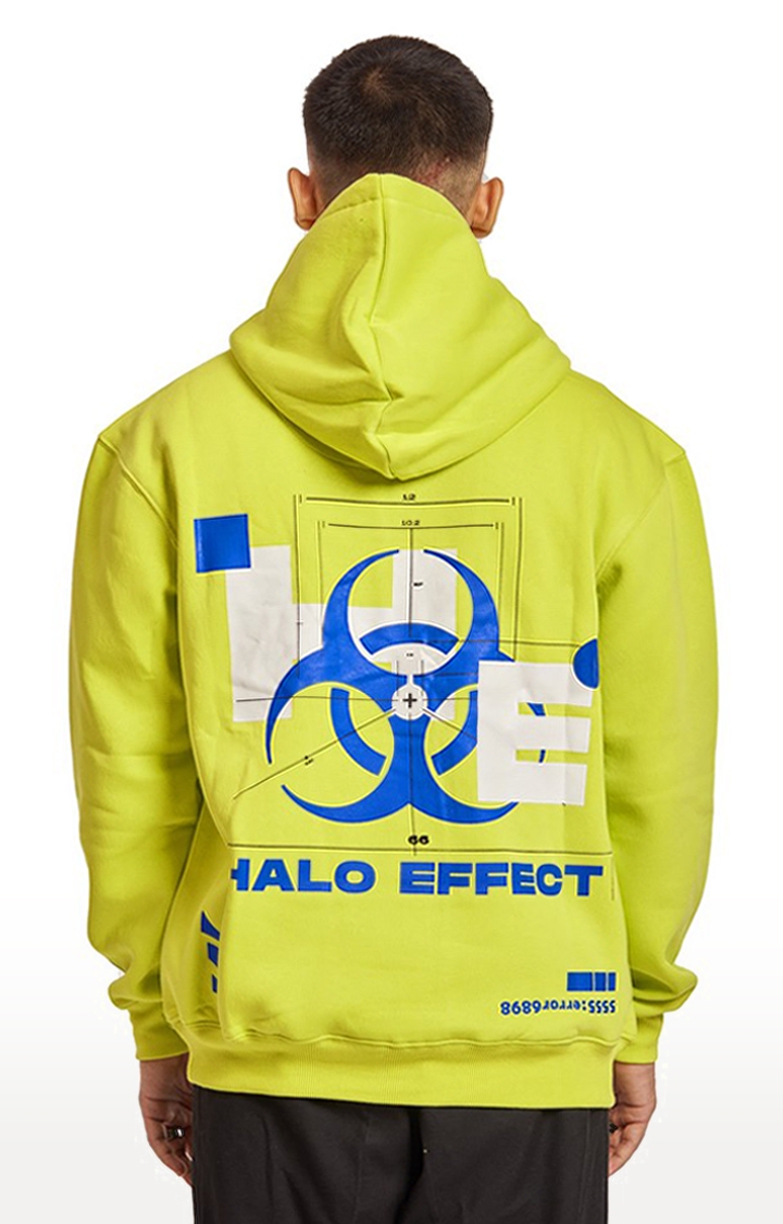 Halo Effect | Men's Green Cotton Typographic Hoodies