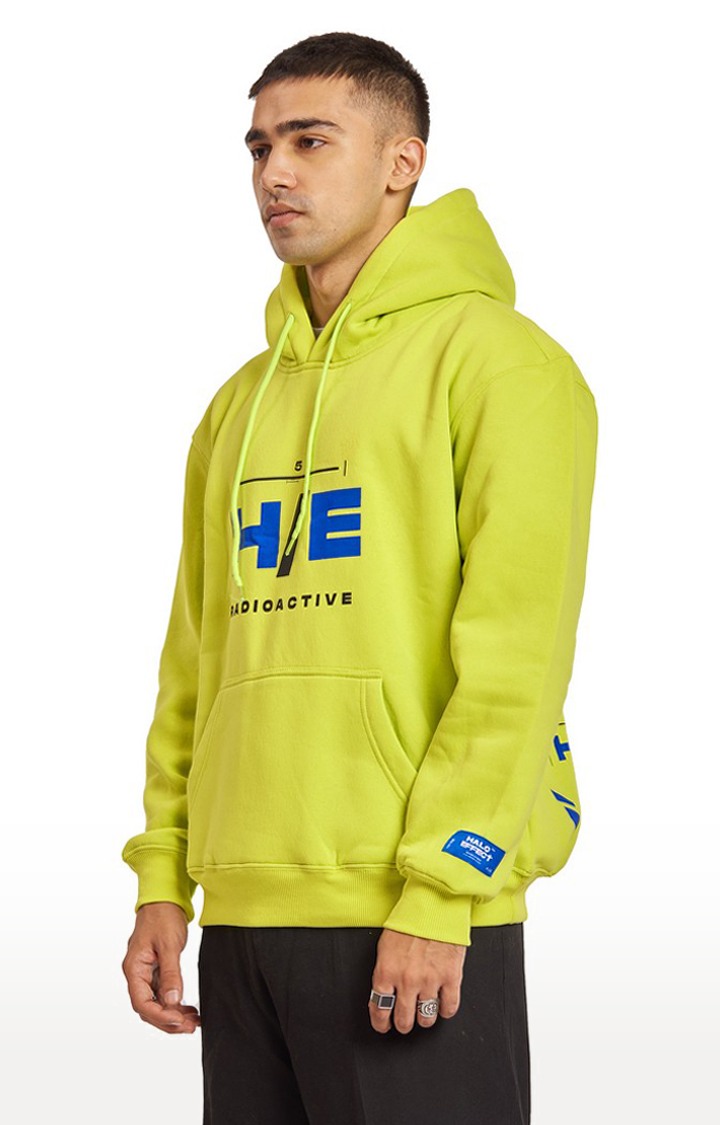 Men's Green Cotton Typographic Hoodies