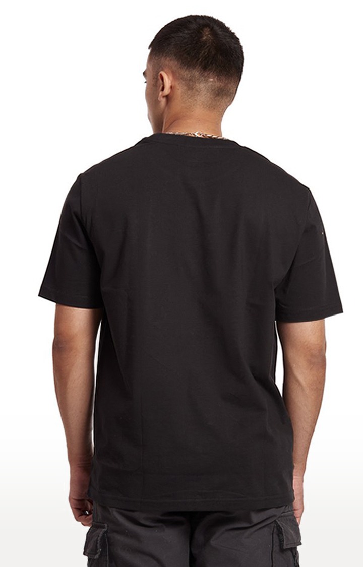 Men's Black Cotton Typographic Oversized T-Shirts