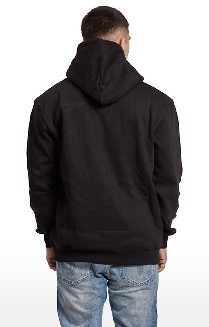 Men's Black Cotton Typographic Hoodies