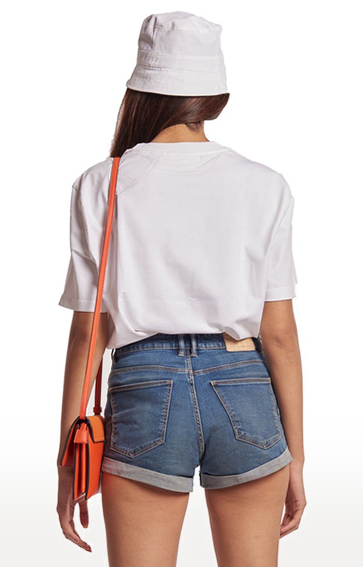 Women's White Cotton Typographic Oversized T-Shirts