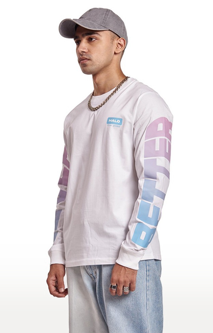 Men's White Cotton Typographic Sweatshirts