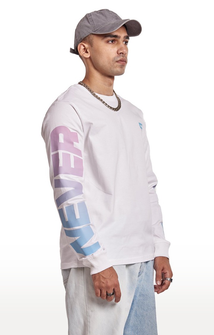 Men's White Cotton Typographic Sweatshirts