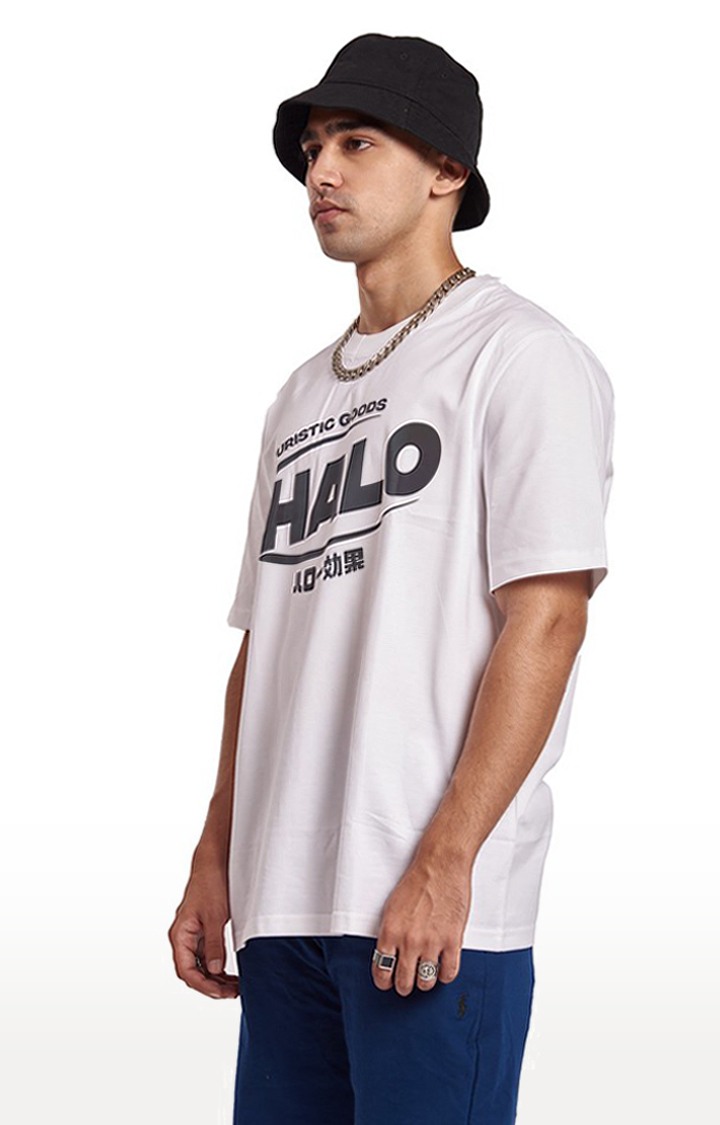 Men's White Cotton Typographic Oversized T-Shirts