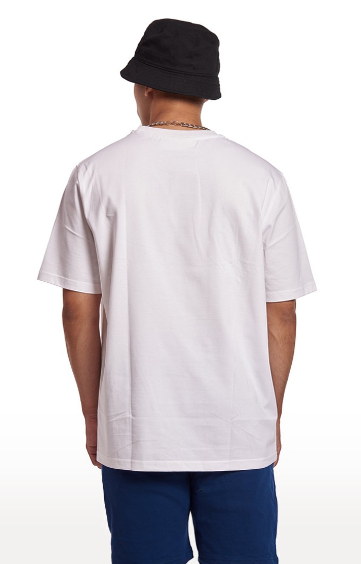 Men's White Cotton Typographic Oversized T-Shirts