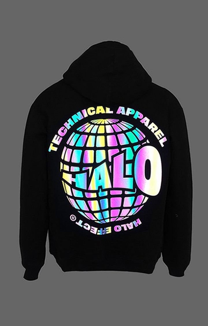Men's Black Cotton Typographic Hoodies